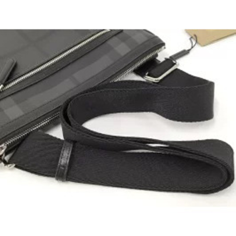 BURBERRY Shoulder Bag Messenger Check Leather Black - Picture 4 of 9